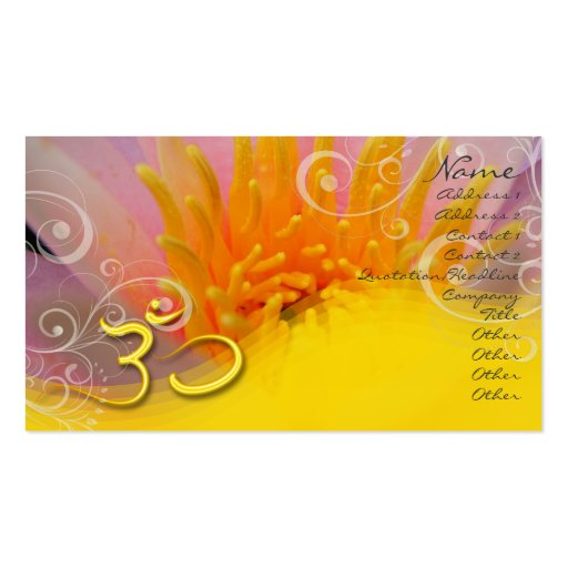 PixDezines pink rose water lilly+pearly swirls, om Business Card Template (front side)