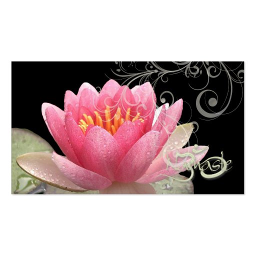PixDezines pink water lily + pearly swirls Business Cards (back side)