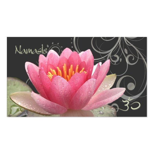 PixDezines pink water lily + pearly swirls Business Card (back side)