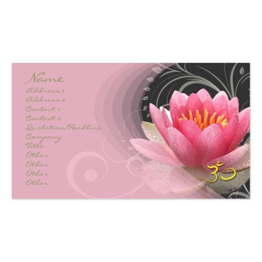 PixDezines pink water lily + pearly swirls Business Card (front side)