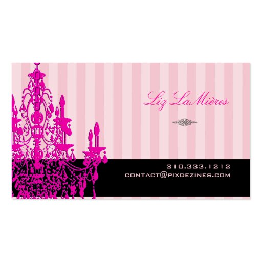PixDezines Pink+White Chandelier/DIY background Business Card Template (back side)
