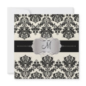 PixDezines Piqué-Damask invitation-Black Off White-wedding invitation