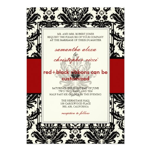 PixDezines Piqué, Damask / Black + Off White Custom Invites