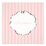 PixDezines Plain stripes pink + white/zebra frame Custom Invitations