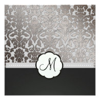 PixDezines Platinum Damask Wedding Invitations