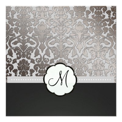 PixDezines Platinum Damask Wedding Invitations