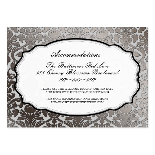 PixDezines platinum flora damask/accommodations Business Card Template (front side)