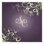 PixDezines plum+cream swirls Custom Invitation