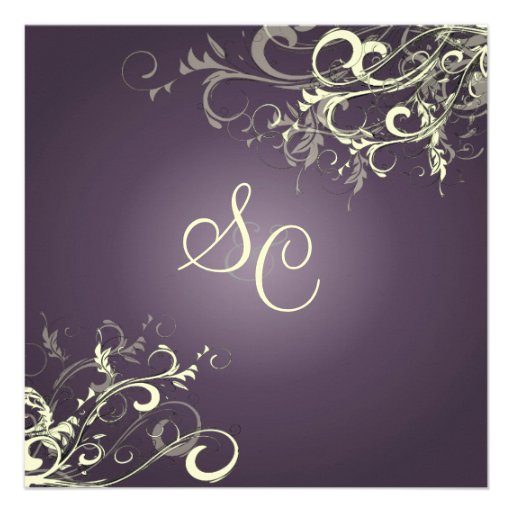 PixDezines plum+cream swirls Custom Invitation