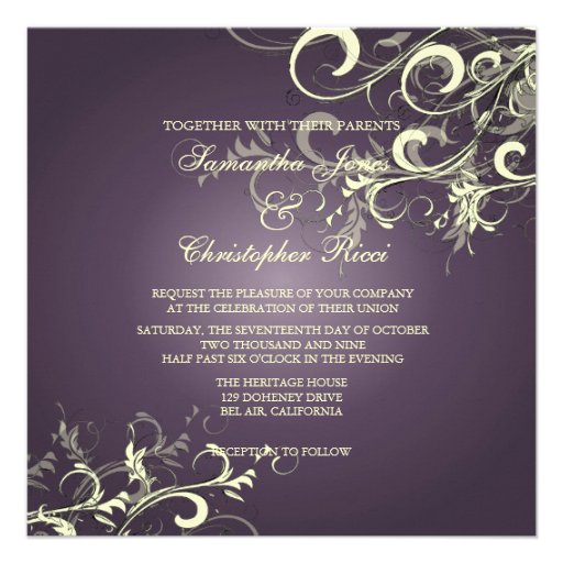 PixDezines plum+cream swirls Custom Invitation