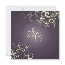 PixDezines plum+cream swirls Custom Invitation