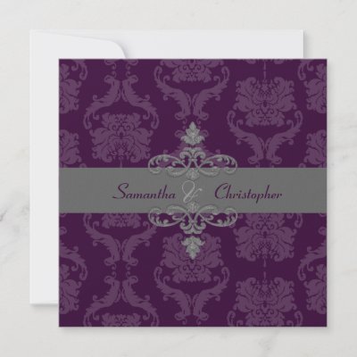 PixDezines Plum Damask/wedding invitations by custom_stationery