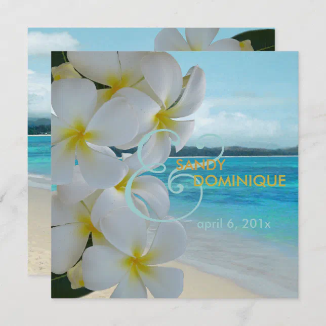 PixDezines PLUMERIA LEI BEACH TROPICAL DIYfonts Invitation Zazzle