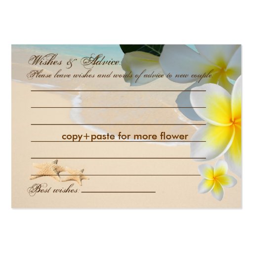 PixDezines Plumeria Leis Wishes + Advice Cards Business Card (back side)