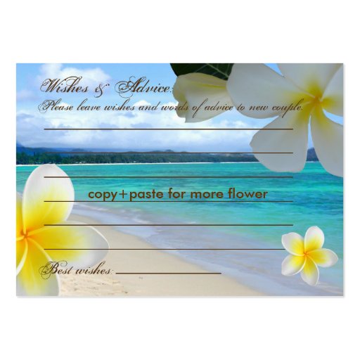 PixDezines Plumeria Leis Wishes + Advice Cards Business Card Templates (back side)