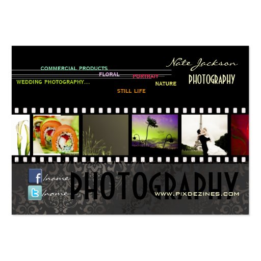 PixDezines portfolio photos template/DIY color Business Cards (front side)