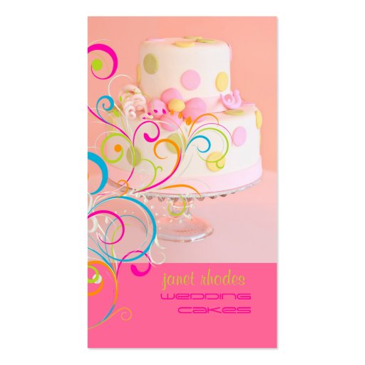 PixDezines Pretty in Pink wedding cake/diy color Business Cards (front side)