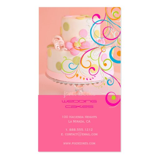 PixDezines Pretty in Pink wedding cake/diy color Business Cards (back side)
