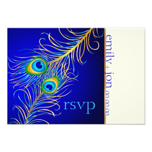 PixDezines psychedelic peacock/cobalt blue Personalized Invitations