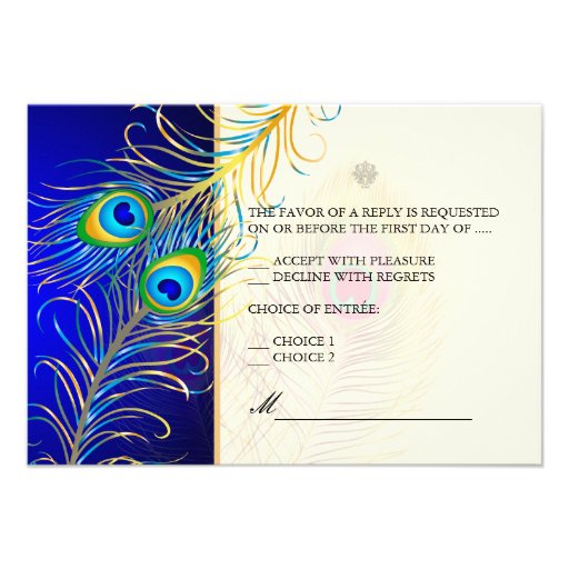 PixDezines psychedelic peacock/cobalt blue Personalized Invitations