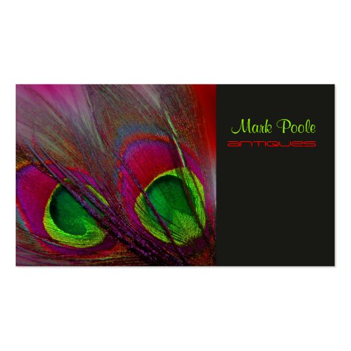 PixDezines Psychedelic Peacock, Customize It! Business Cards (front side)