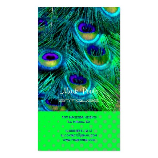 PixDezines Psychedelic Peacock, Customize It! Business Cards (back side)