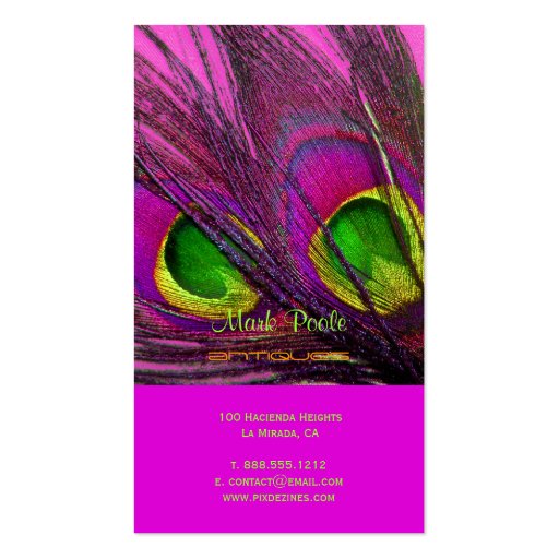 PixDezines Psychedelic Peacock, Customize It! Business Card Template (back side)