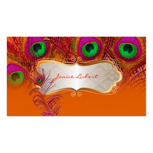 PixDezines psychedelic peacock+gold trim label Business Card (back side)