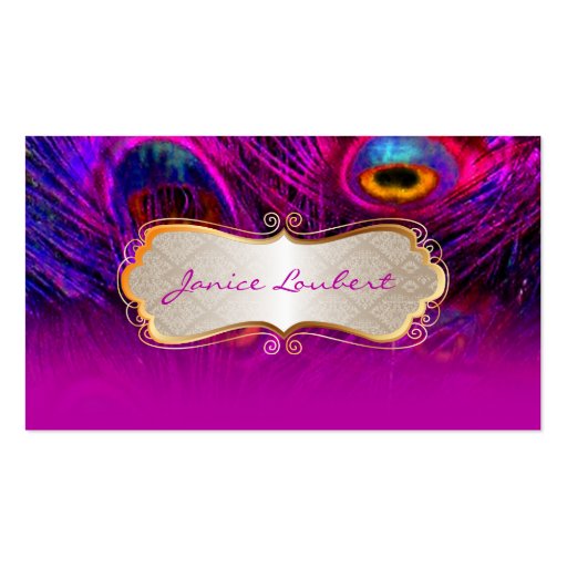 PixDezines psychedelic peacock+gold trim label Business Cards (front side)