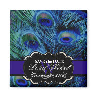 PixDezines Psychedelic Peacock, Save the Date magnet