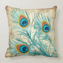 PixDezines psychedelic peacock/vintage background Throw Pillows