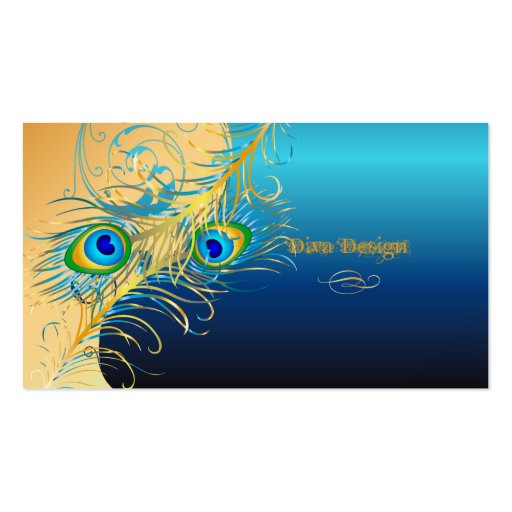 PixDezines psychedellic Peacock+metallic blue Business Cards (front side)