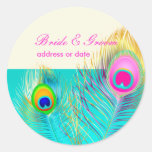 PixDezines Pzazz Peacock Feather Round Stickers