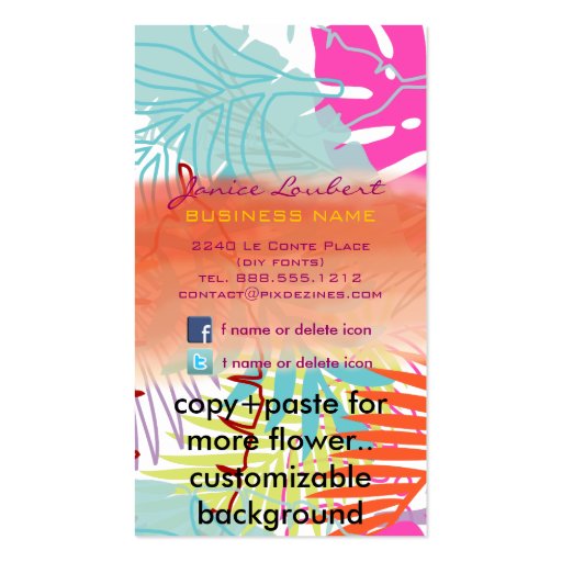 PixDezines rainforest/tropical foliage/DIY color Business Cards (back side)