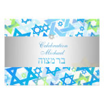 PixDezines reception bar mitzvah/lime+blue/silver invitations