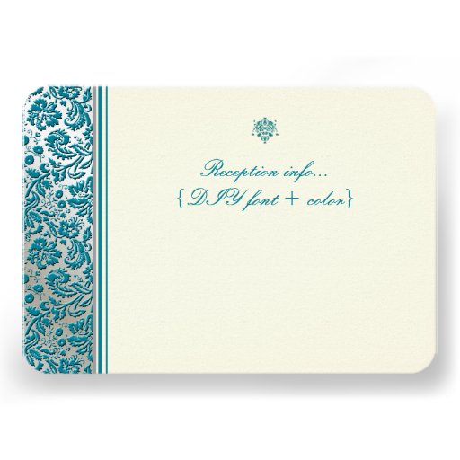 PixDezines reception/Baroque faux foil lace/teal Personalized Announcement