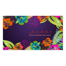 PixDezines retro bold tropical flowers Business Card Templates