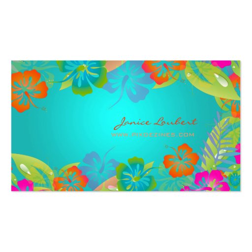 PixDezines retro bold tropical flowers Business Cards