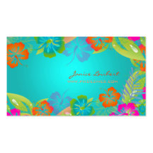 PixDezines retro bold tropical flowers Business Cards