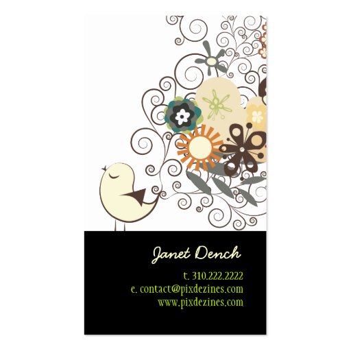 PixDezines Retro Chicks+Spirals/DIY colors! Business Card Template (back side)