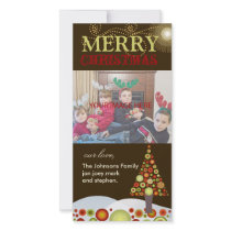 PixDezines Retro Christmas Ornaments Tree Picture Card