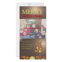 PixDezines Retro Christmas Ornaments Tree Custom Photo Card