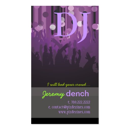 PixDezines Retro DJ+dance hall Business Card (back side)