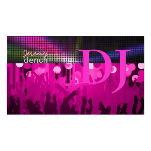 PixDezines Retro DJ+dance hall/hot pink Business Card Templates
