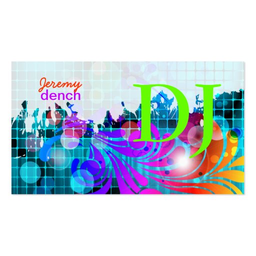 PixDezines Retro DJ+disco swirls Business Card Templates (front side)