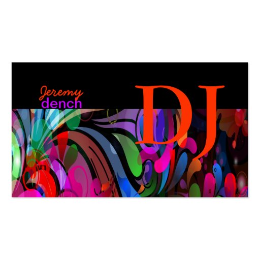 PixDezines Retro DJ+disco swirls/DIY.. Business Card (front side)
