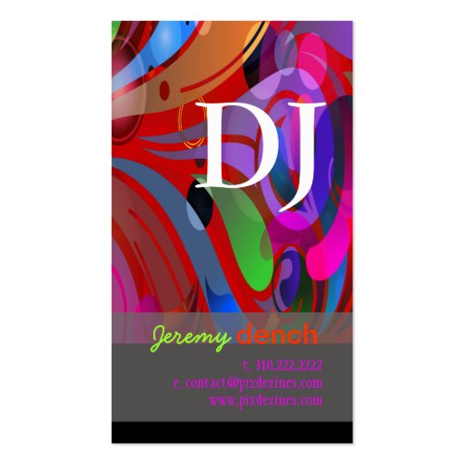 PixDezines Retro DJ+disco swirls/DIY.. Business Card (back side)