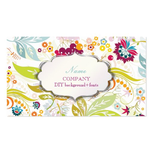 PixDezines retro flora/DIY background color Business Cards (front side)
