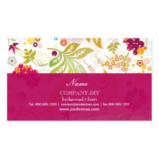 PixDezines retro flora/DIY background color Business Card (back side)