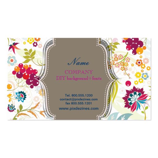 PixDezines retro flora/DIY background color Business Card (back side)